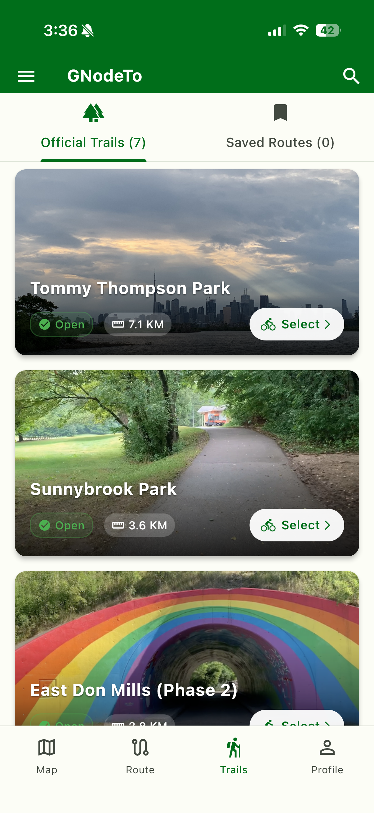 Route Builder screen